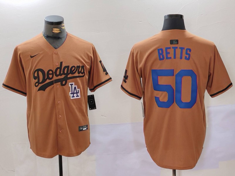 Men Los Angeles Dodgers #50 Betts army green joint name 2024 Nike MLB Jersey style 6->los angeles dodgers->MLB Jersey